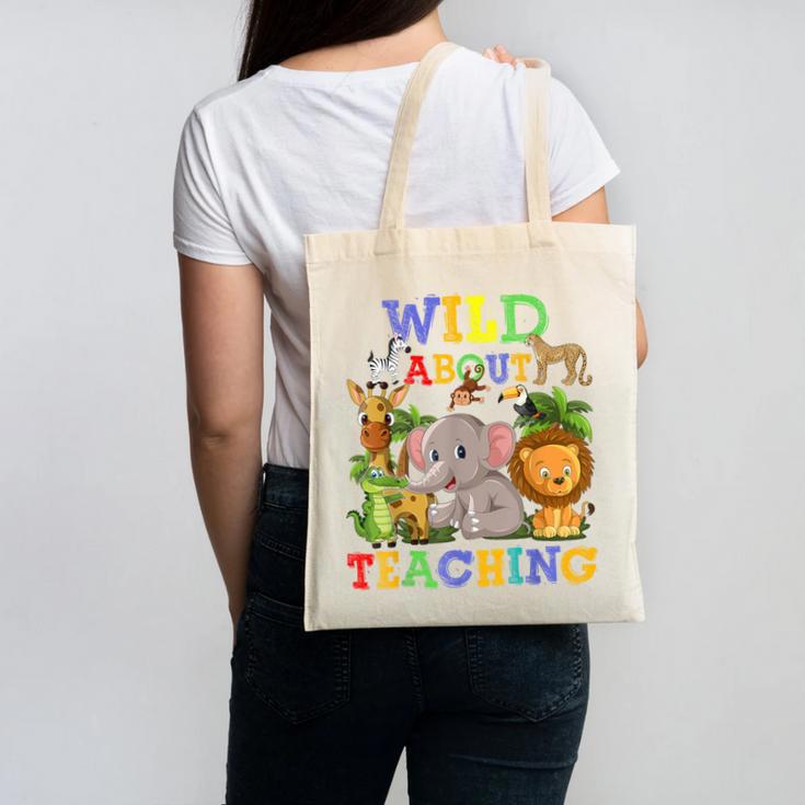 Wild About Teaching Safari Jungle School Teacher Canvas Tote Bag, trending gift Wild About Teaching Safari Jungle School Teacher Canvas Tote Bag, trending gift