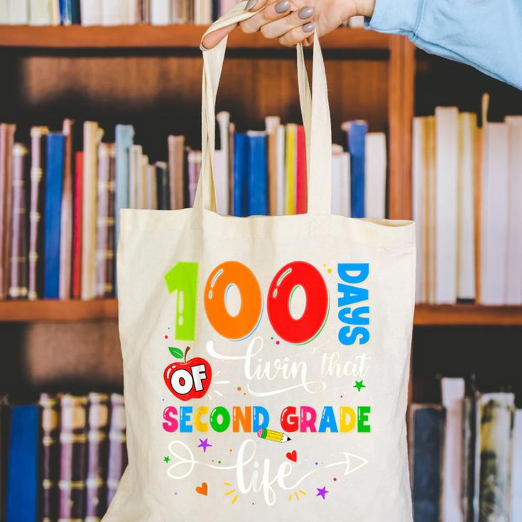 100 Days Of Living That 2nd Grade Life Boy Girl Teacher Canvas Tote Bag, 2nd Grade Teacher Tote Bags, funny gift 100 Days Of Living That 2nd Grade Life Boy Girl Teacher Canvas Tote Bag, 2nd Grade Teacher Tote Bags, funny gift