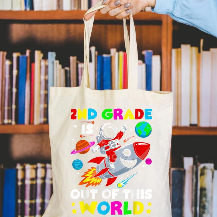 2nd Grade Is Out Of This World Space Rocket Planets Teacher Canvas Tote Bag, 2nd Grade Teacher Tote Bags, funny gift