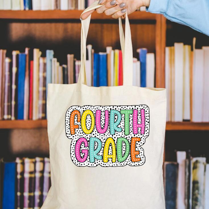 4th Grade Back To School Dalmatian Dots Teacher Student Canvas Tote Bag, 4th Grade Teacher Tote Bags, funny gift 4th Grade Back To School Dalmatian Dots Teacher Student Canvas Tote Bag, 4th Grade Teacher Tote Bags, funny gift