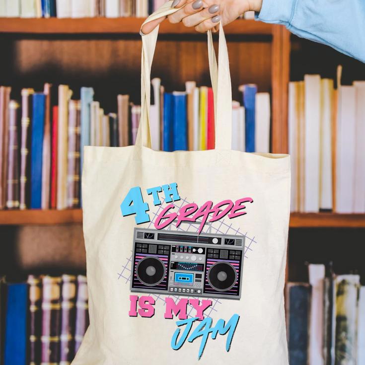 4th Grade Is My Jam Vintage 80s Boombox Teacher Student Canvas Tote Bag, 4th Grade Teacher Tote Bags, funny gift 4th Grade Is My Jam Vintage 80s Boombox Teacher Student Canvas Tote Bag, 4th Grade Teacher Tote Bags, funny gift