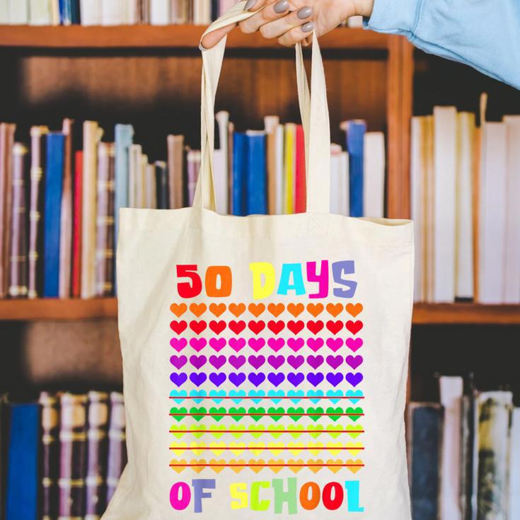 50 Days Of School Hearts Teacher Happy 50th Day Of School Canvas Tote Bag, funny gift 50 Days Of School Hearts Teacher Happy 50th Day Of School Canvas Tote Bag, funny gift