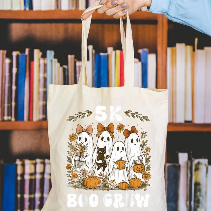 5K Boo Crew Halloween Teacher K5 Floral Ghost Trick Or Teach Canvas Tote Bag, funny gift 5K Boo Crew Halloween Teacher K5 Floral Ghost Trick Or Teach Canvas Tote Bag, funny gift