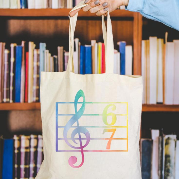 67 Music Meme Slang Six Seven Music Teacher Musician Canvas Tote Bag, funny gift
