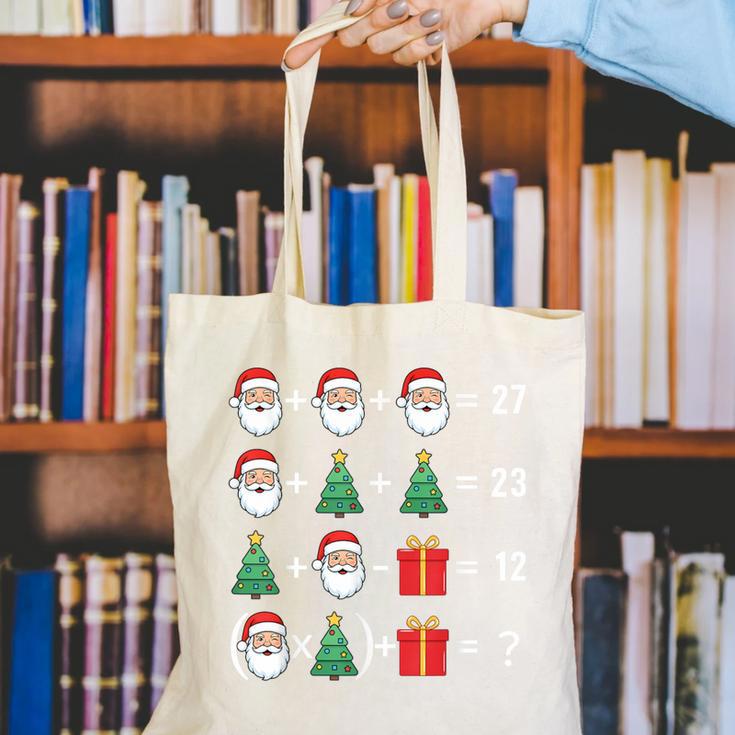67 Santa Tree Math Teacher Christmas Xmas Humor Canvas Tote Bag, funny gift