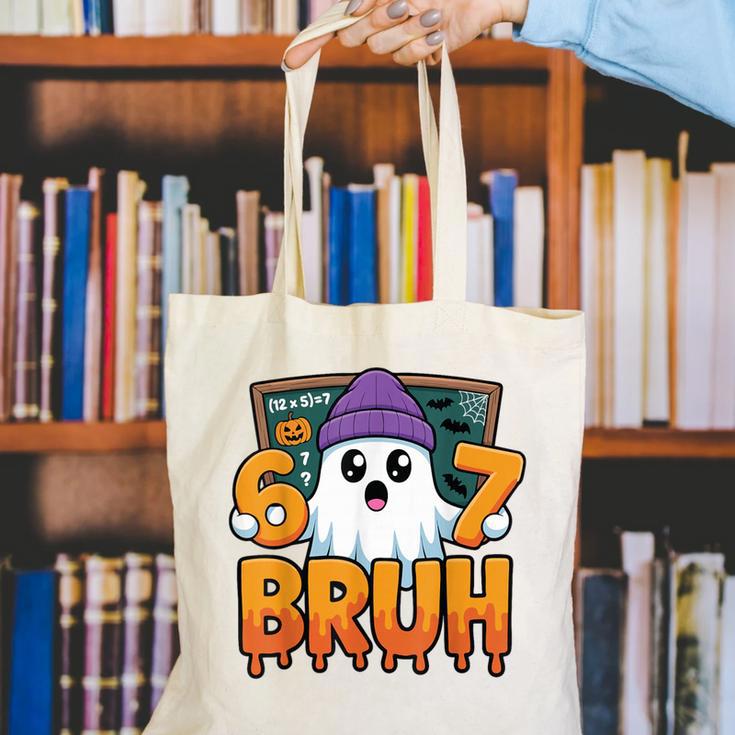 67 Teacher Ghost Six Seven Meme Math Equation Bruh Halloween Canvas Tote Bag, funny gift