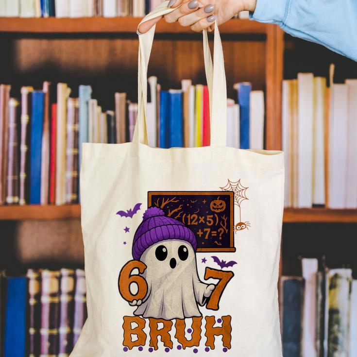 67 Teacher Halloween Ghost Six Seven Meme Math Equation Bruh Canvas Tote Bag, funny gift 67 Teacher Halloween Ghost Six Seven Meme Math Equation Bruh Canvas Tote Bag, funny gift