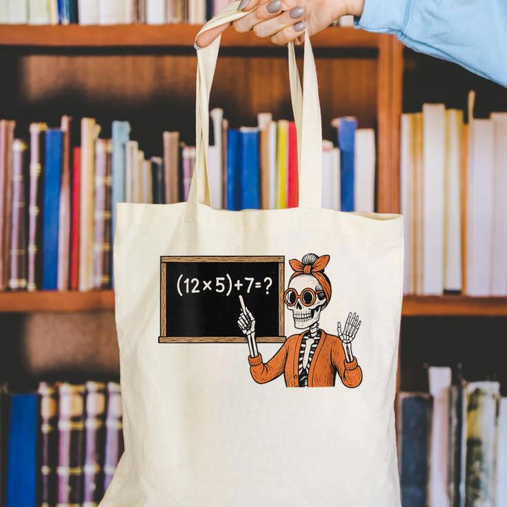 67 Teacher Halloween Skeleton Six Seven Meme Brainrot Math Canvas Tote Bag, funny gift 67 Teacher Halloween Skeleton Six Seven Meme Brainrot Math Canvas Tote Bag, funny gift
