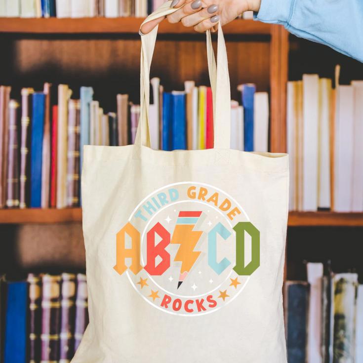 ABCD 3rd Grade Rocks Pencil Lightning Teachers Rock Boys Canvas Tote Bag, funny gift ABCD 3rd Grade Rocks Pencil Lightning Teachers Rock Boys Canvas Tote Bag, funny gift
