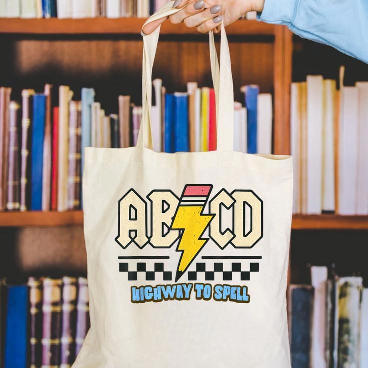ABCD Highway To Spell Pencil Teacher & Student Font Me Canvas Tote Bag, funny gift ABCD Highway To Spell Pencil Teacher & Student Font Me Canvas Tote Bag, funny gift