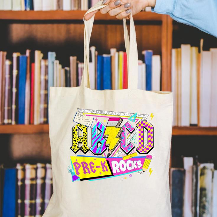 ABCD Pre-K Rocks Back To School PreK Kindergarten Teacher Canvas Tote Bag, funny gift