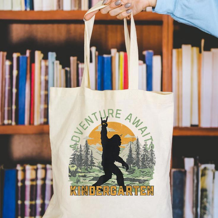 Adventure Awaits Bigfoot Teacher Kindergarten Back To School Canvas Tote Bag, funny gift