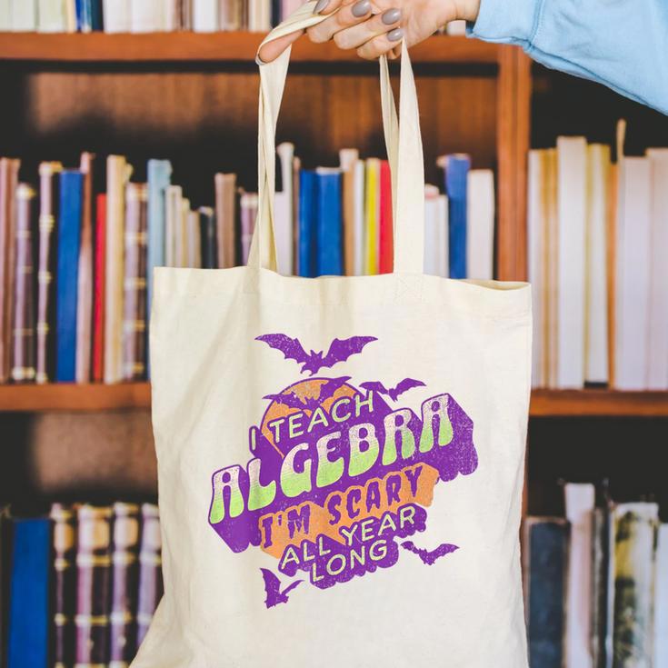Algebra Teacher Halloween Spooky Ghost Math Mathematics Grad Canvas Tote Bag, funny gift Algebra Teacher Halloween Spooky Ghost Math Mathematics Grad Canvas Tote Bag, funny gift