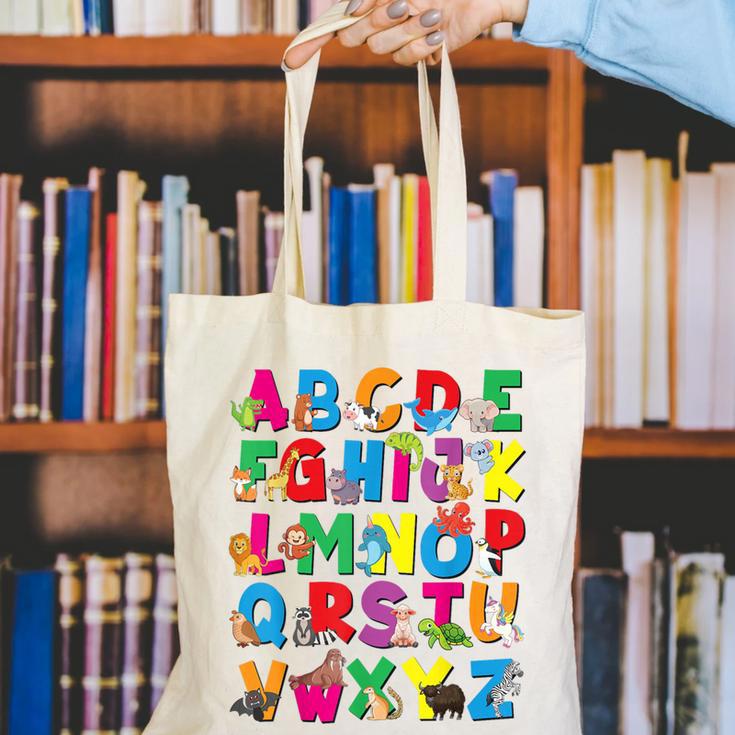 Alphabet Animals ABCs Zoo Kids Boys Girls Teacher Canvas Tote Bag, funny gift