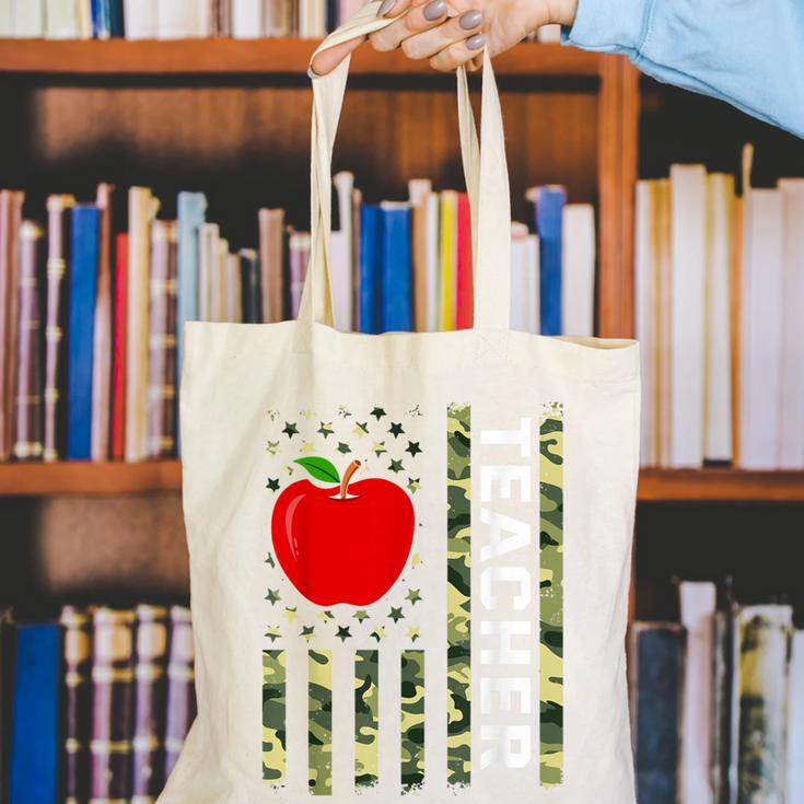 American Flag Camouflage Teacher Patriotic 4th Of July Canvas Tote Bag, funny gift
