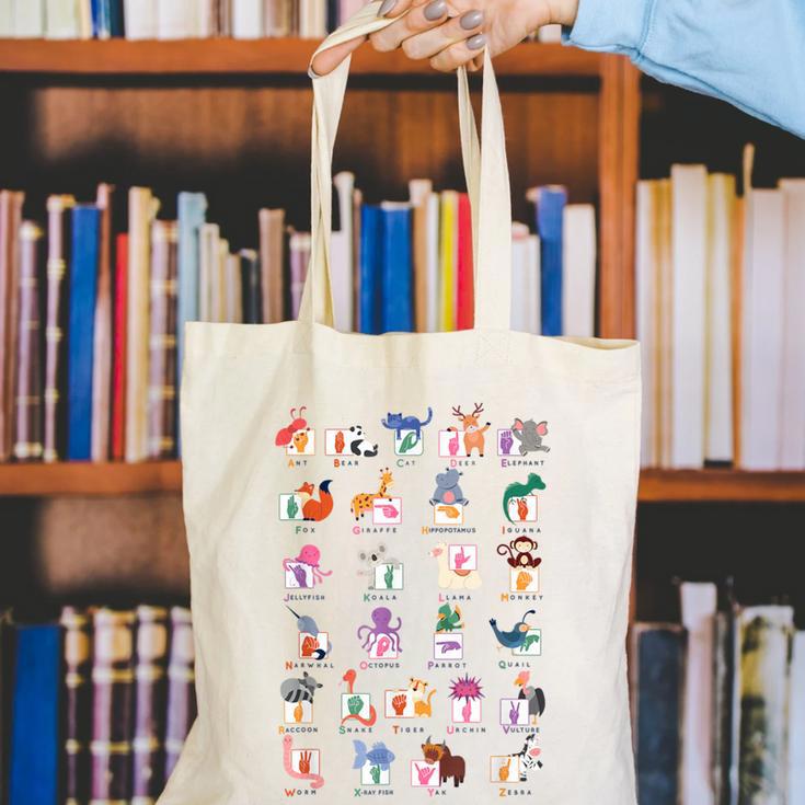 American Sign Language For Teachers ASL Alphabet Canvas Tote Bag, funny gift