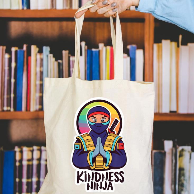 Anti Bullying Kindness Ninja School Teacher Student Canvas Tote Bag, funny gift