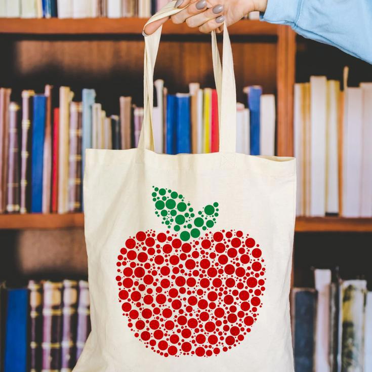 Apple Dot Pattern Art Teacher Appreciation Men Women Humor Canvas Tote Bag, funny gift Apple Dot Pattern Art Teacher Appreciation Men Women Humor Canvas Tote Bag, funny gift
