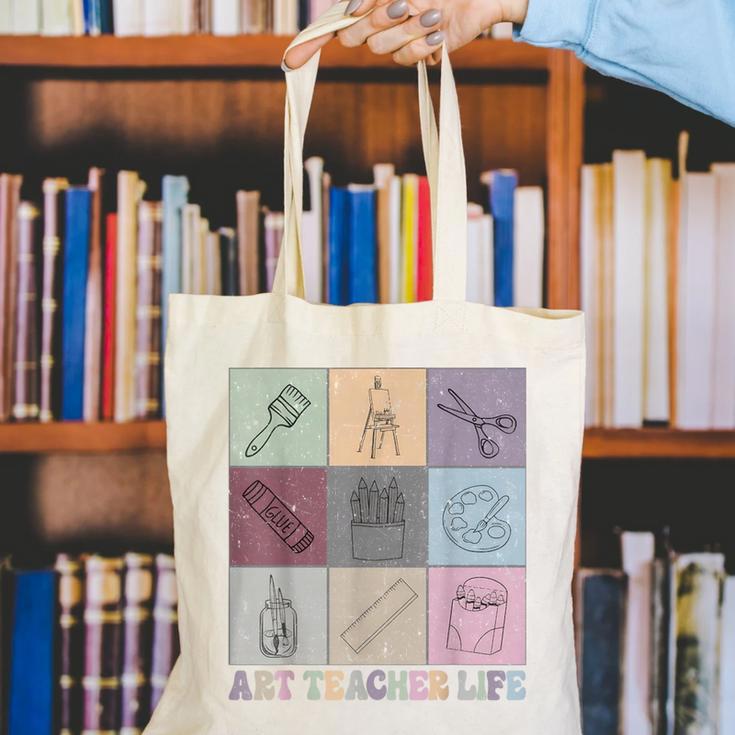 Art Teacher Life Retro Groovy Teaching Future Artists Canvas Tote Bag, Groovy Teacher Tote Bags, Future Teacher Tote Bags, funny gift