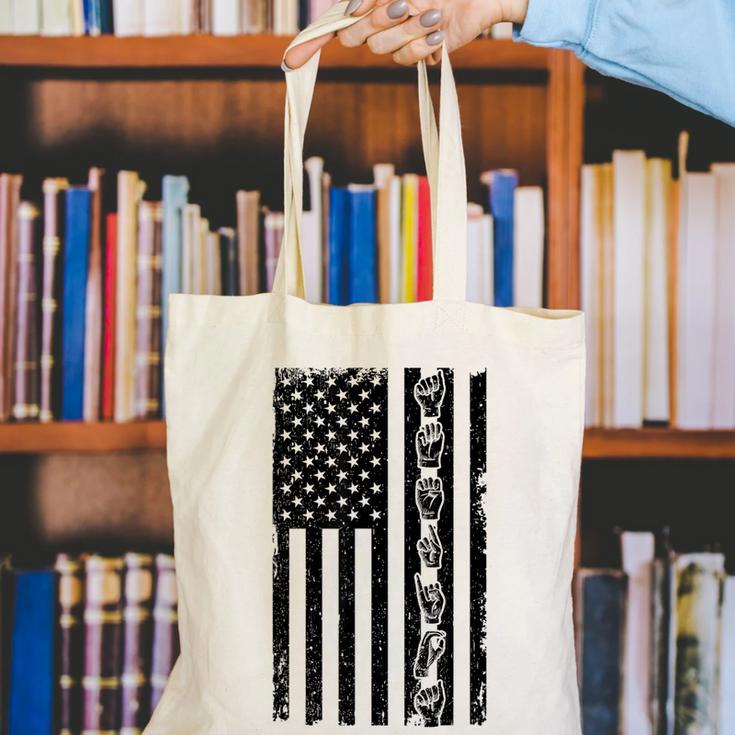 ASL Flag Sign Language Deaf ASL Teacher For Men Women Canvas Tote Bag, funny gift ASL Flag Sign Language Deaf ASL Teacher For Men Women Canvas Tote Bag, funny gift