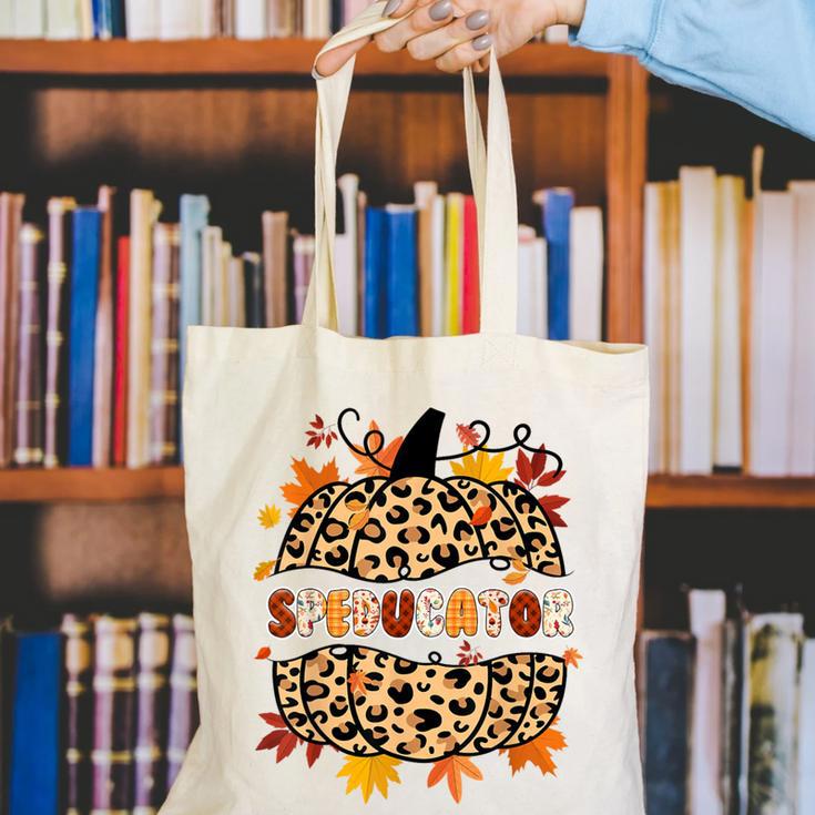 Autumn Fall SPED ED Teacher Thankful Grateful Pumpkin Retro Canvas Tote Bag, funny gift
