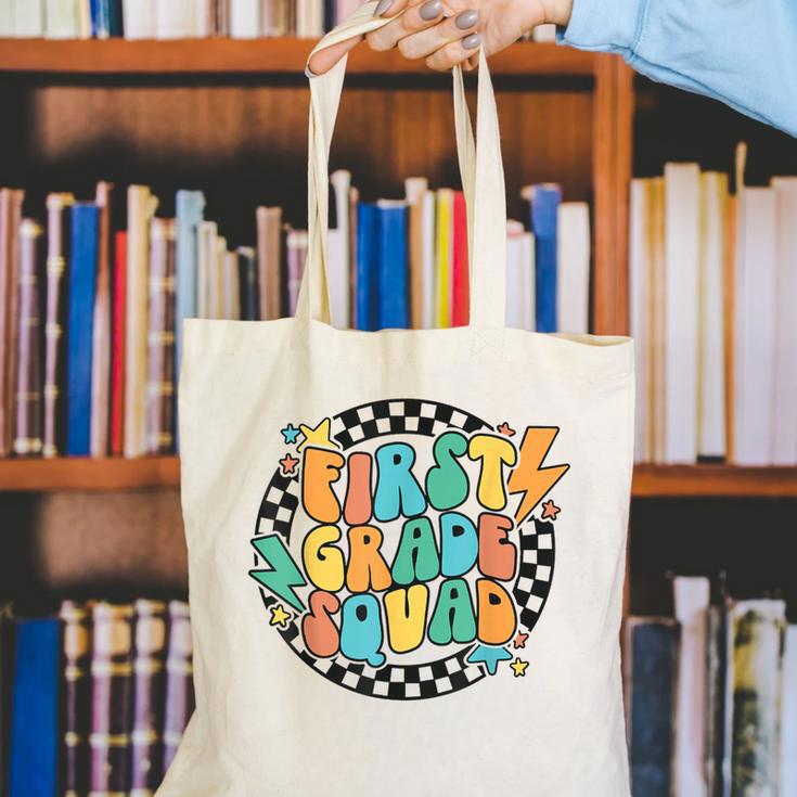 Back To School Groovy Teacher 1st First Grade Crew Squad Canvas Tote Bag, Groovy Teacher Tote Bags, First Grade Teacher Tote Bags, funny gift Back To School Groovy Teacher 1st First Grade Crew Squad Canvas Tote Bag, Groovy Teacher Tote Bags, First Grade Teacher Tote Bags, funny gift