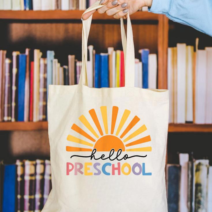 Back To School Hello Preschool For Kids Teacher Women Canvas Tote Bag, funny gift