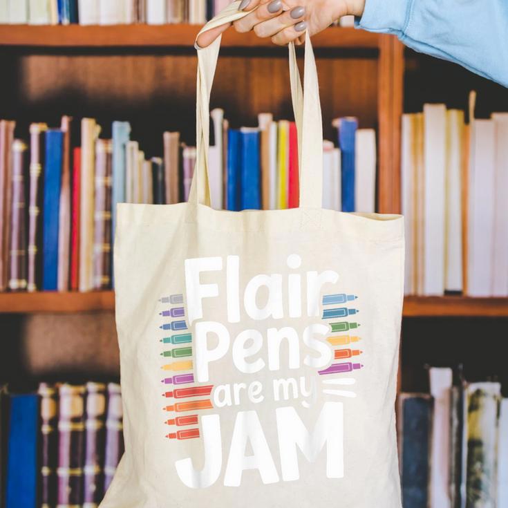 Back To School Teacher Flair Pens Are My Jam Canvas Tote Bag, funny gift Back To School Teacher Flair Pens Are My Jam Canvas Tote Bag, funny gift