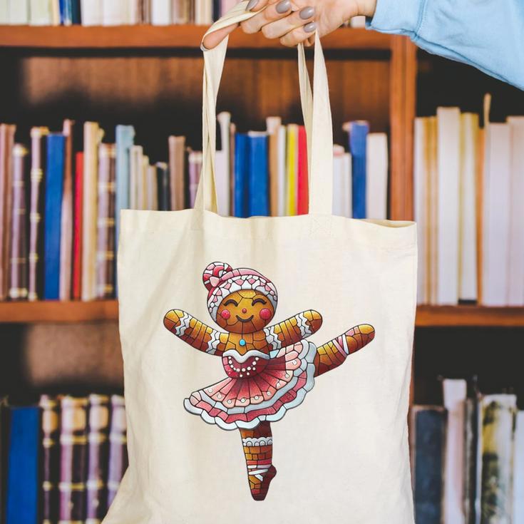 Ballet Dancer Gingerbread Christmas Dance Teacher Girl Women Canvas Tote Bag, funny gift Ballet Dancer Gingerbread Christmas Dance Teacher Girl Women Canvas Tote Bag, funny gift