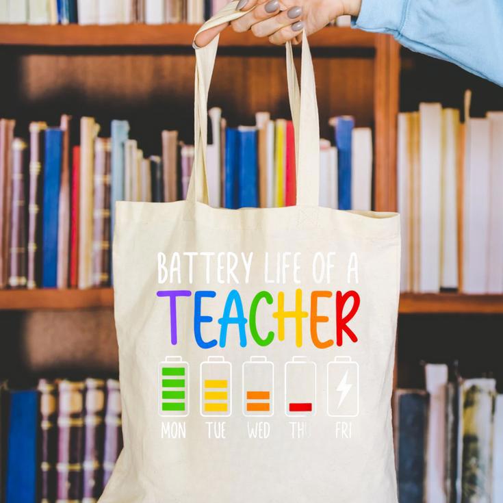 Battery Life Of A Teacher School Teacher Appreciation Canvas Tote Bag, funny gift Battery Life Of A Teacher School Teacher Appreciation Canvas Tote Bag, funny gift