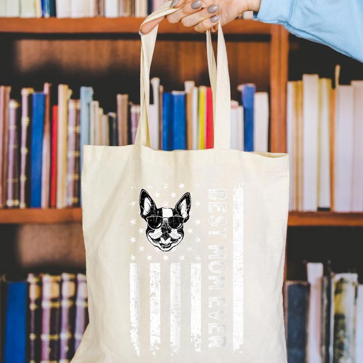 Best Boston Terrier Dog Mom Ever USA Flag For Men Women Kids Canvas Tote Bag, Boston Terrier Mom Tote Bags, funny gift