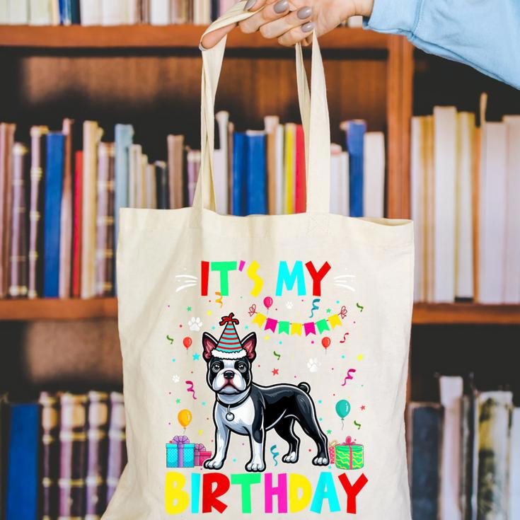 My Birthday Colorful Costume Boston Terrier Party Canvas Tote Bag, funny gift