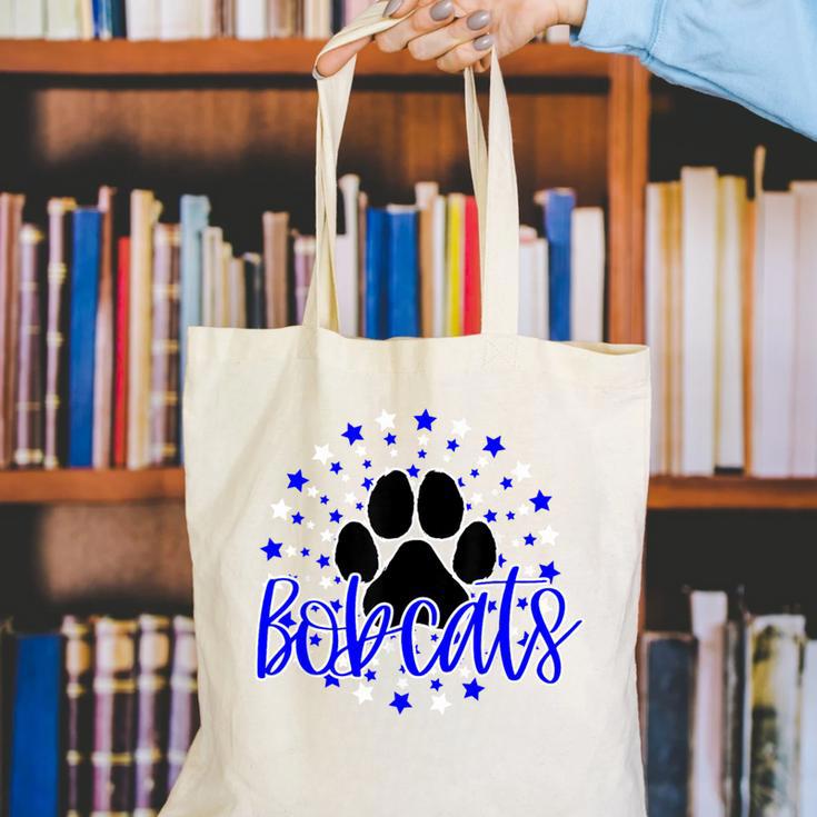 Blue Bobcats School Spirit Coquette Bow Mascot Teacher Canvas Tote Bag, funny gift Blue Bobcats School Spirit Coquette Bow Mascot Teacher Canvas Tote Bag, funny gift