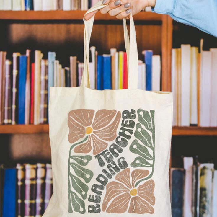 Boho Floral Reading Teacher Retro Reading Specialist Wildfl Canvas Tote Bag, funny gift Boho Floral Reading Teacher Retro Reading Specialist Wildfl Canvas Tote Bag, funny gift