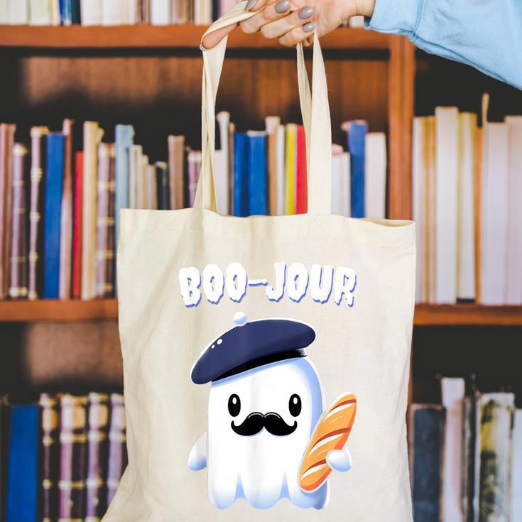 Boo Jour Ghost French Teacher Vintage Teacherlife Groovy Canvas Tote Bag, Groovy Teacher Tote Bags, funny gift