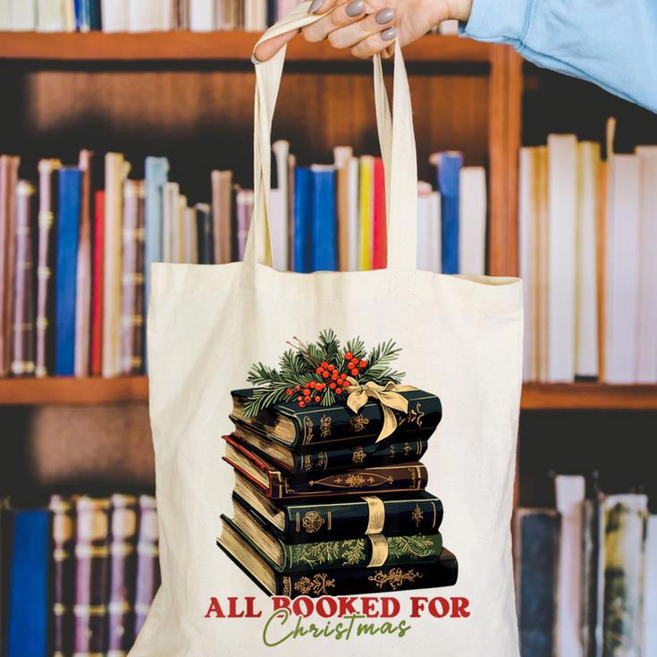 All Booked For Christmas Christmas Book Tree For Teacher For Men Women Kids Canvas Tote Bag, funny gift