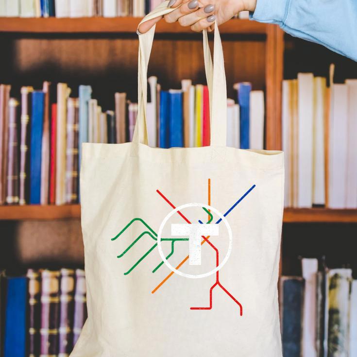Boston T Subway Map Vintage MBTA Canvas Tote Bag, funny gift