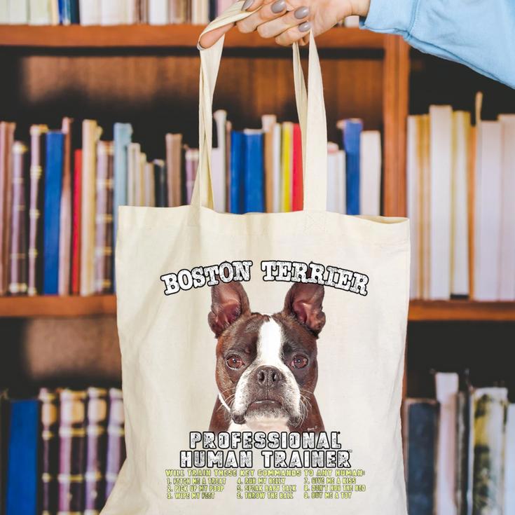 Boston Terrier Brindle Dog Professional Human Trainer Canvas Tote Bag, funny gift