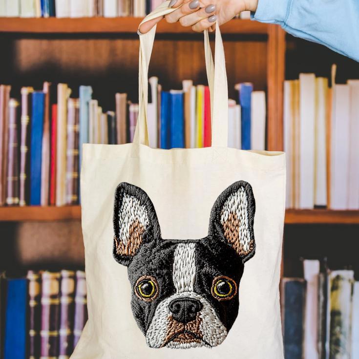 Boston Terrier Cute Puppy Face Dog Lover Pet Owner Canvas Tote Bag, funny gift