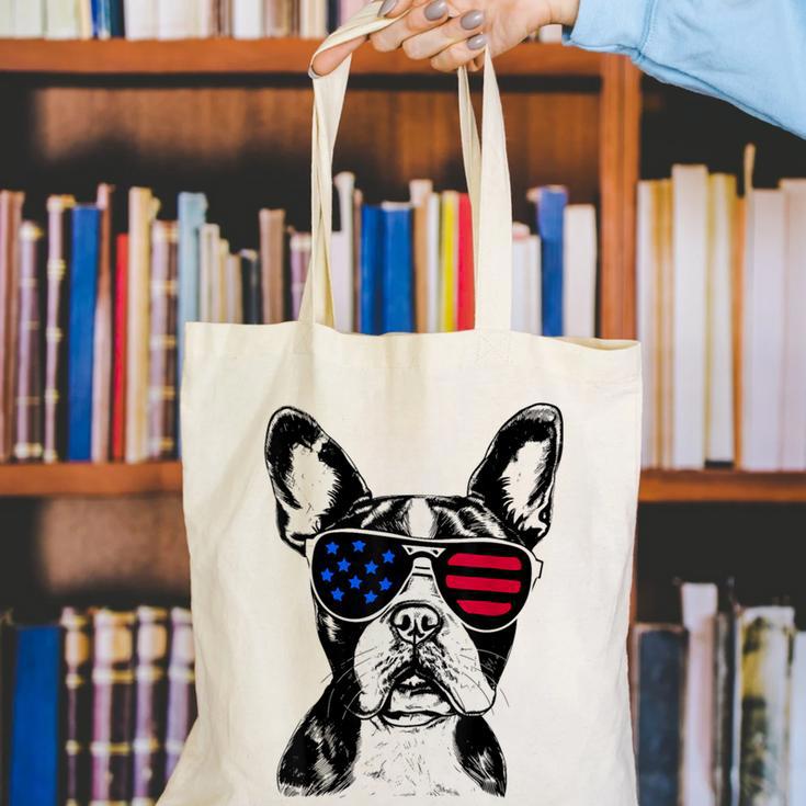 Boston Terrier Dog 4th July America USA Flag Men Women Kids Canvas Tote Bag, Boston Terrier 4th Of July Tote Bags, funny gift