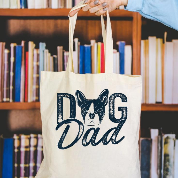 Boston Terrier Dog Dad Canvas Tote Bag, Boston Terrier Dad Tote Bags, funny gift