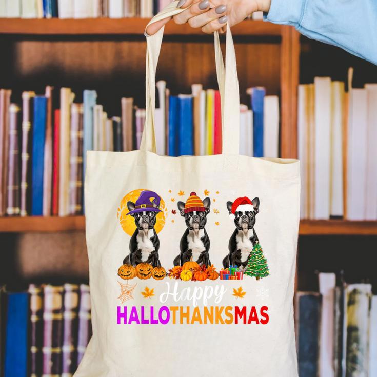 Boston Terrier Dog Halloween Christmas Hallothanksmas Men Women Kids Canvas Tote Bag, Boston Terrier Halloween Tote Bags, Boston Terrier Christmas Tote Bags, funny gift