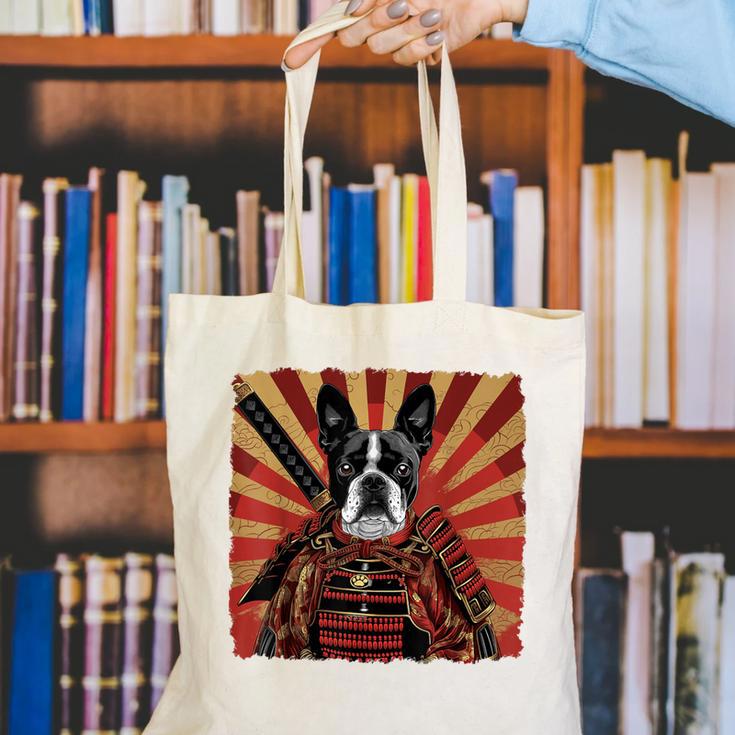 Boston Terrier Dog Japanese Art Samurai Ukiyo-e Canvas Tote Bag, funny gift