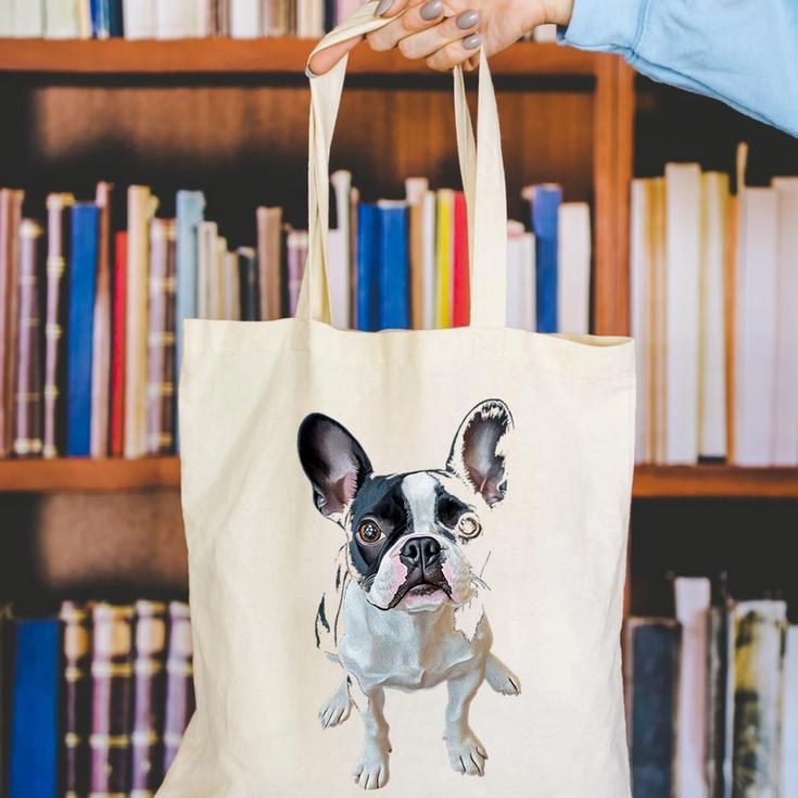Boston Terrier Dog Motif Pet Art Boston Terrier Men Women Kids Canvas Tote Bag, funny gift