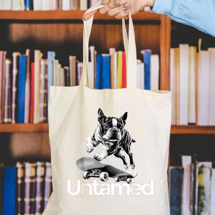 Boston Terrier Dog Untamed For Men Women Canvas Tote Bag, funny gift