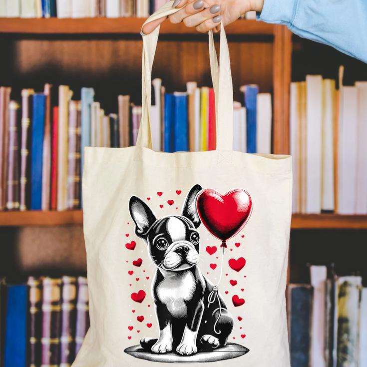 Boston Terrier Dog Valentine's Day Dog Owner Canvas Tote Bag, funny gift