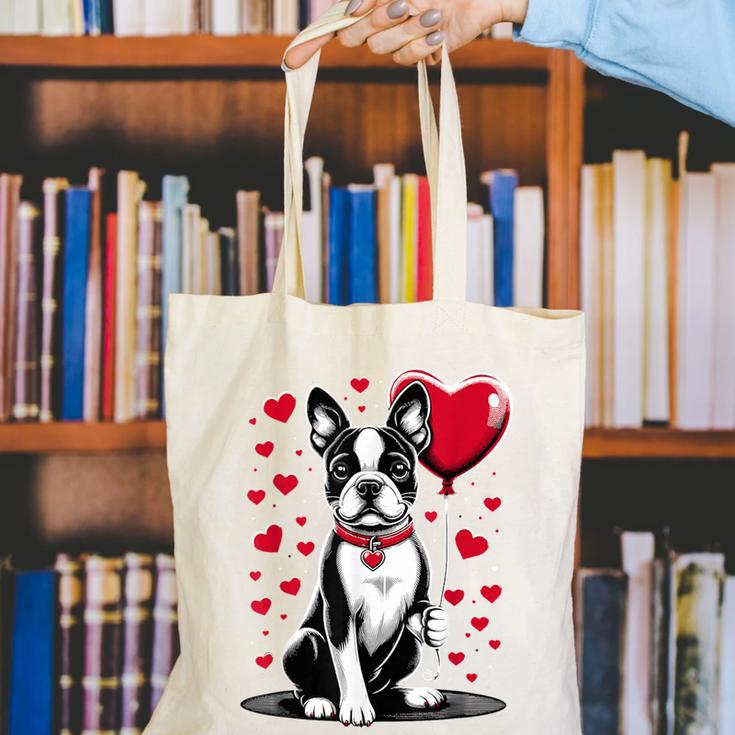 Boston Terrier Dog Valentine's Day Dog Owner Valentine Canvas Tote Bag, funny gift