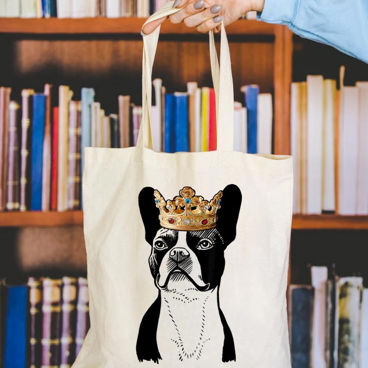 Boston Terrier Dog Wearing Crown For Men Women Girls Kids Canvas Tote Bag, funny gift
