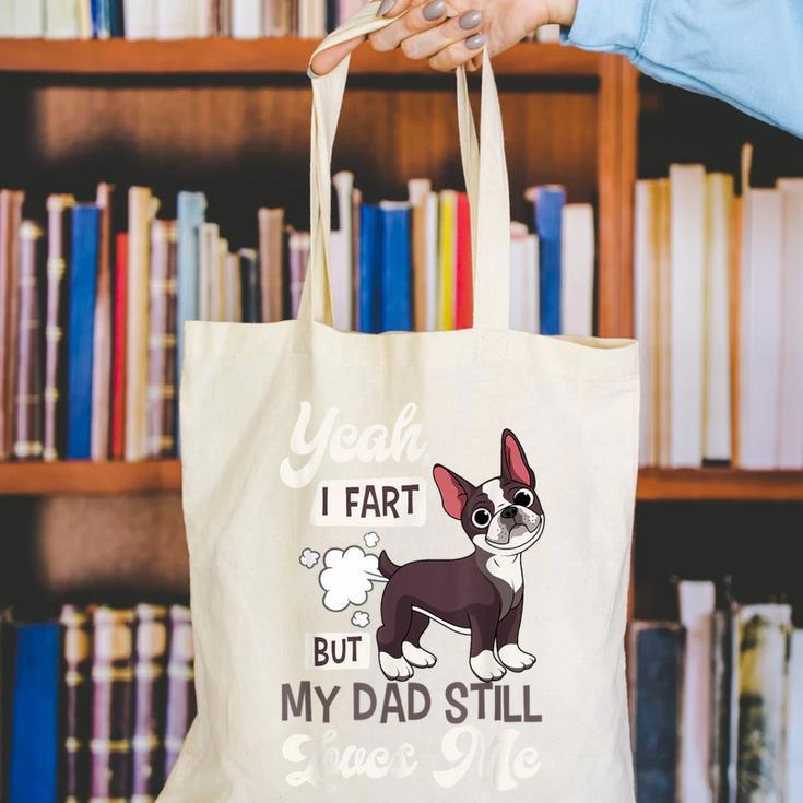 Boston Terrier Fart American Gentleman Non-Sporting Dog Canvas Tote Bag, American Boston Terrier Tote Bags, funny gift