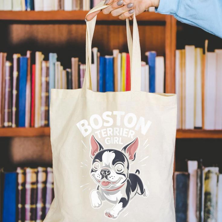 Boston Terrier Girl Cute Cartoon For Dog Owners Pet Terrier Canvas Tote Bag, funny gift